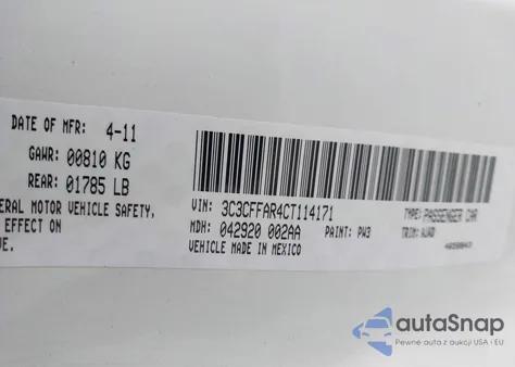 2012 Fiat 500 Pop from USA, damaged, VIN 3C3CFFAR4CT114171